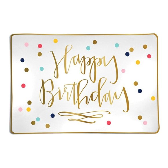 Happy Birthday Confetti Ceramic Trinket Tray NEW - Picture 2 of 3